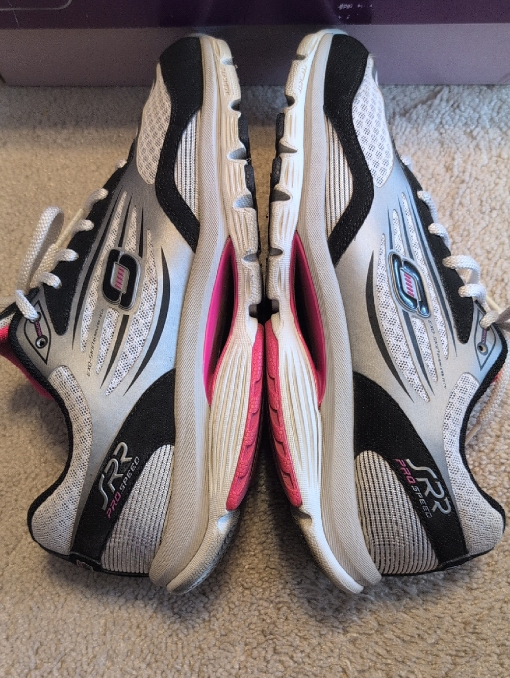 Skechers Women’s Prospeed Black/White/Pink Athletic Sneakers Size 7.5